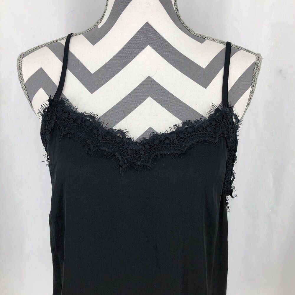 Naked Zebra Black Chiffon Camisole V-Neck Adjustable Tank Top WT4576A Large NWT